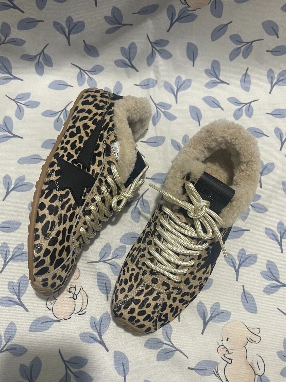 Golden Goose Leopard Shearling Lined Sneakers